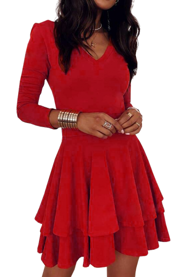 Elegancka mini sukienka z dekoltem Kyliana, czerwona