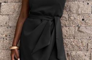 Elegancka mini sukienka na jedno rąmie Ireland, czarna