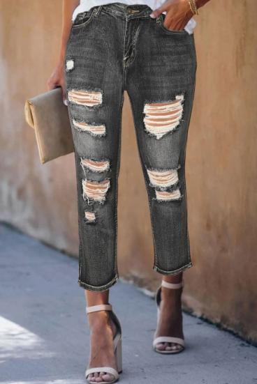 Modne jeansy z przetarciami Carmel, czarne