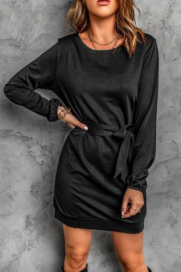 Elegancka mini sukienka z luźnymi rękawami i tasiemką Ortona, czarna