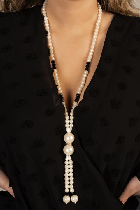 Elegancki naszyjnik z imitacją pereł Cartaya, biały