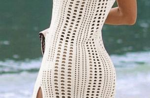 Szydełkowa sukienka plażowa Babetta, biała