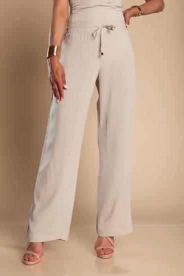 Eleganckie spodnie z płaskimi spodniami Amarga, bezowe