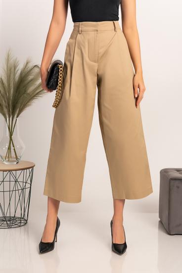 Eleganckie spodnie z szerokimi spodniami Mancha, beżowe