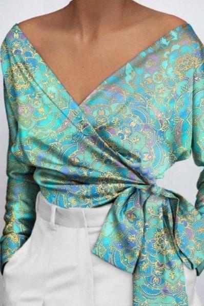 Elegancka bluzka z nadrukiem Roveretta, jasnoniebieska