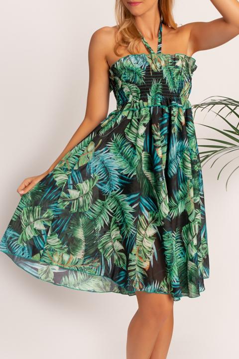 Elegancka sukienka mini z nadrukiem Crissola, zielona