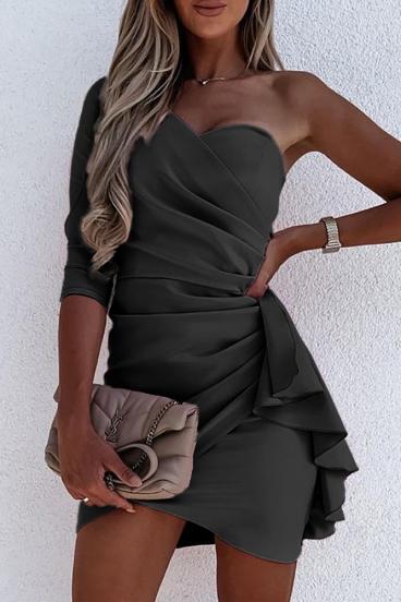 Elegancka sukienka mini z falbankami Ricaletta, czarna