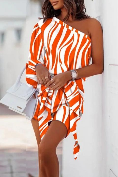 Elegancka asymetryczna sukienka mini Vestea, pomarańczowa