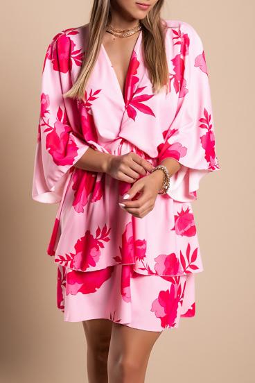 Elegancka mini sukienka z nadrukiem Amasena, różowa