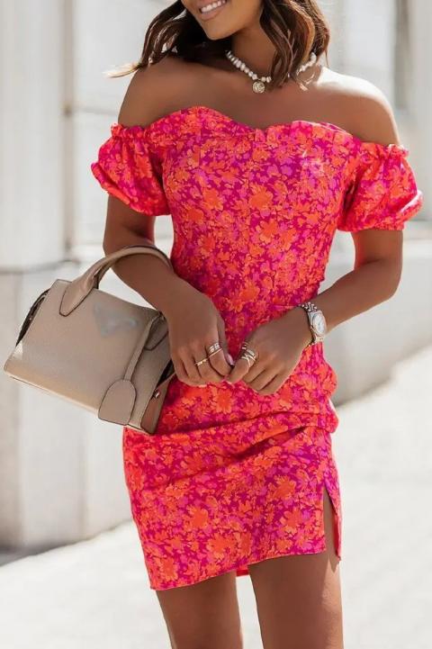Elegancka mini sukienka z nadrukiem Corvetta, pomarańczowa