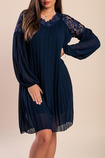 Elegancka plisowana sukienka mini Cremona, granatowa