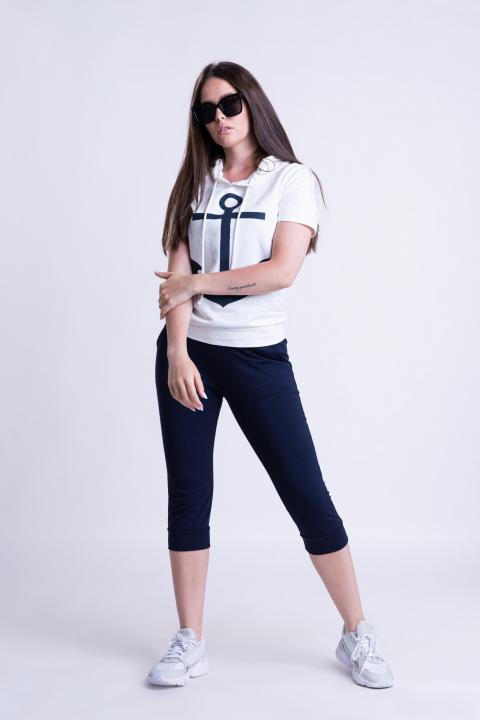 Sportowy dres z nadrukiem kotwicy Aisla, biało ciemnoniebieski