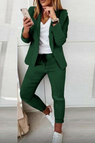 Eleganckie monochromatyczny garnitur Estrena, zielone