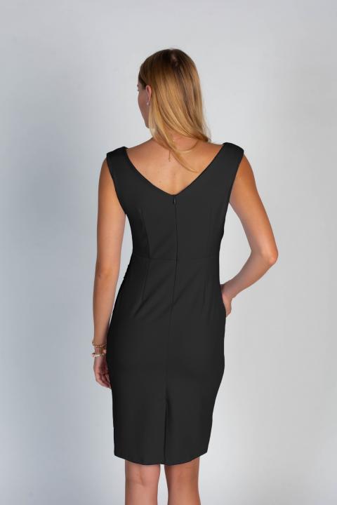Elegancka mini sukienka bez rękawów i spódnicy z marszczeniem Montreal, czarna