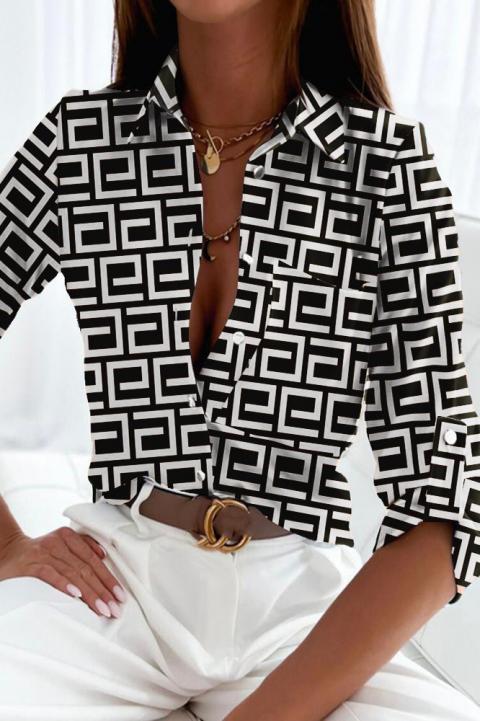 Elegancka bluzka z geometrycznym nadrukiem Lavlenta, biała