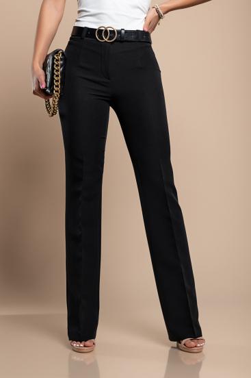 Eleganckie długie spodnie z prostymi nogawkami, czarne