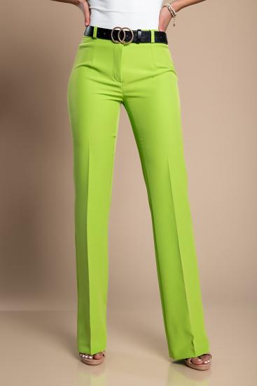 Eleganckie długie spodnie z prostymi nogawkami, zielone