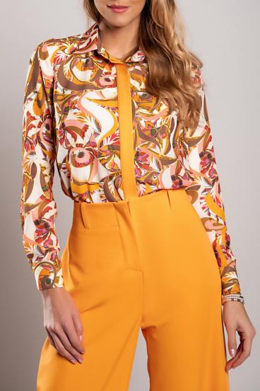 Elegancka koszula z nadrukiem w kolorze pomarańczowym