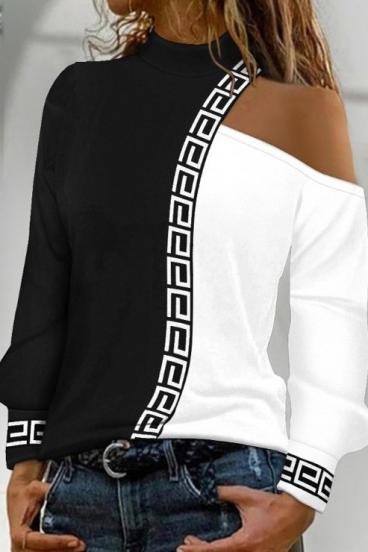 Koszulka z geometrycznym nadrukiem Nelyna, czarno-biały