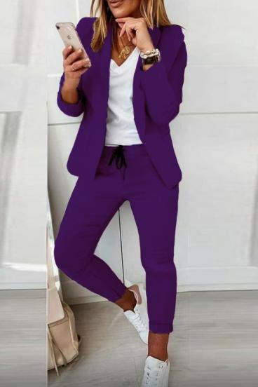 Elegancki monochromatyczny garnitur Estrena w kolorze fioletowym