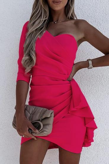 Elegancka mini sukienka z falbanką Ricaletta w kolorze fuksji