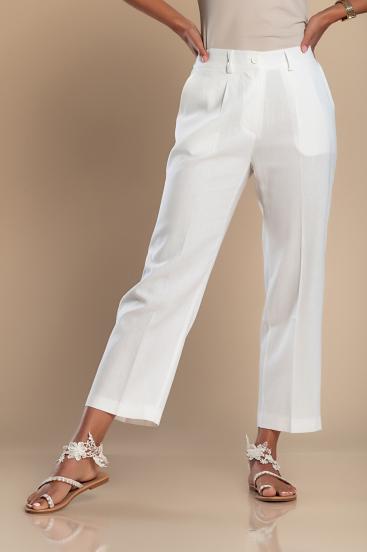 Eleganckie lniane spodnie w kolorze białym
