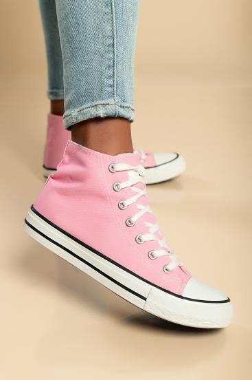 Modne sneakersy z tkaniny, w kolorze różowym