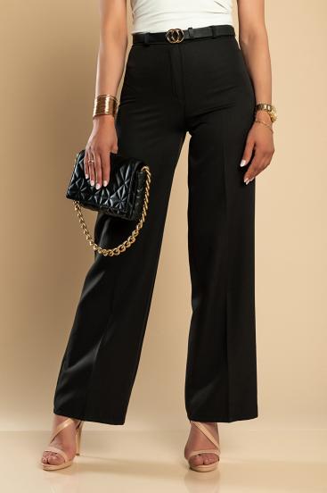 Eleganckie długie spodnie z luźnymi spodniami, czarne