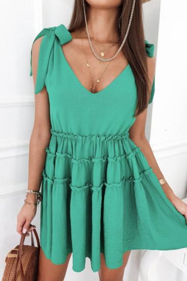 Sukienka mini z falbankami, zielona