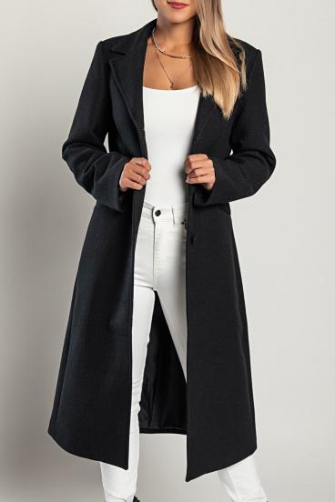 Elegancki długi płaszcz w kolorze czarnym