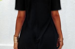 Elegancka sukienka mini z krótkim rękawem i odkrytymi ramionami Cecina, czarna