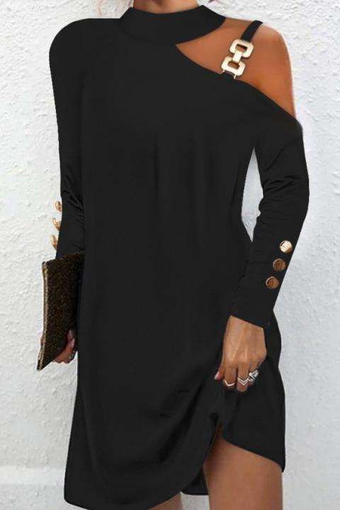 Sukienka mini z metalicznymi detalami, czarna
