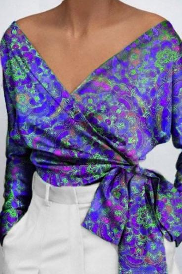 Elegancka bluzka z nadrukiem Roveretta w kolorze fioletowym