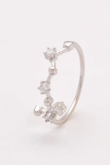Srebrny pierścionek z ozdobnymi diamentami, ART498 - SCORPIO, kolor srebrny