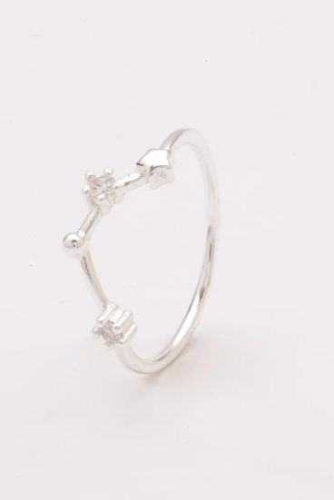 Srebrny pierścionek z ozdobnymi diamentami, ART503 - WODNIK, kolor srebrny