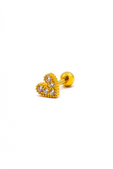 Mini elegancki kolczyk w kształcie serca, ART1008, kolor złoty