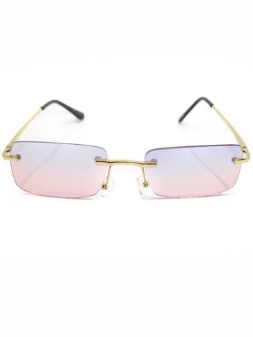 Prostokątne okulary przeciwsłoneczne bez oprawek, ART2026, różowe