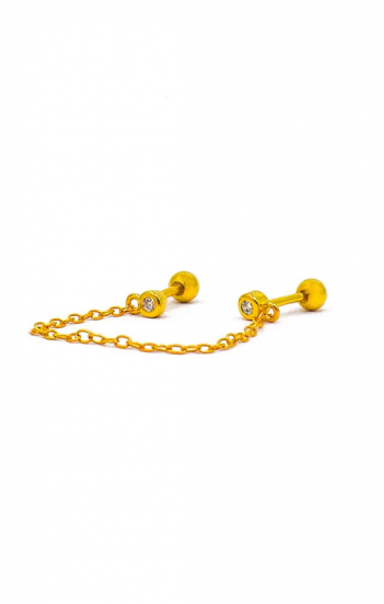 Elegancki mini kolczyk z łańcuszkiem, ART860, kolor złoty
