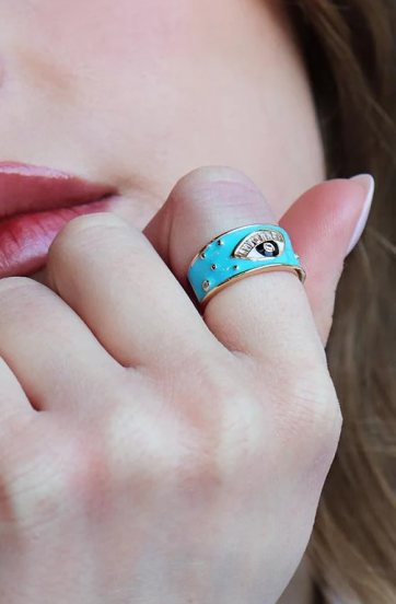 Elegancki pierścionek ART533 w kolorze niebieskim