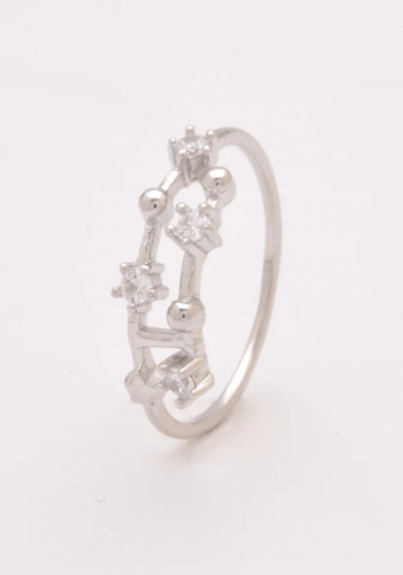 Srebrny pierścionek z cyrkoniami, ART495 - KOZIOROŻEC, kolor srebrny