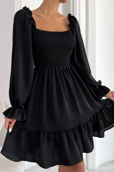 Sukienka mini z falbankami w kolorze czarnym