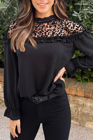 Elegancka bluzka z falbankami w kolorze czarnym