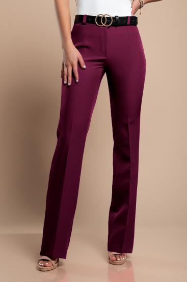 Eleganckie długie spodnie w połączeniu z prostymi spodniami, w kolorze wina czerwonego