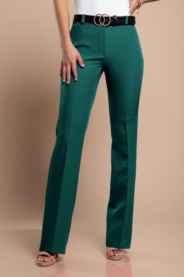 Eleganckie długie spodnie z prostymi spodniami, kolor zielony