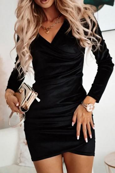 Sukienka mini ze sztucznego aksamitu w kolorze czarnym