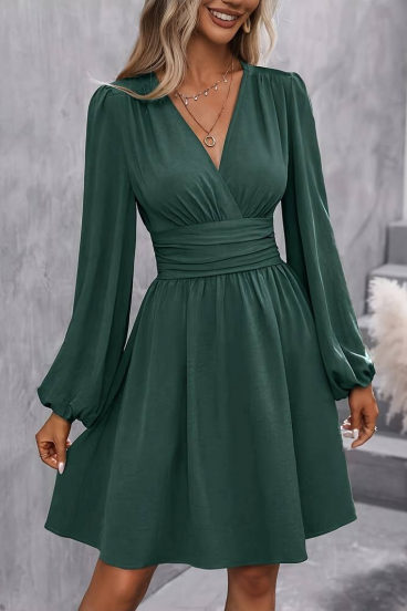 Sukienka midi z gumką w pasie, kolor zielony