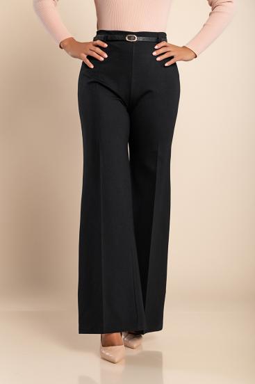 Eleganckie długie spodnie z prostymi spodniami, czarne