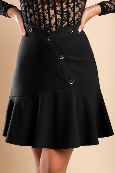 Spódnica mini zapinana na ozdobne guziki w kolorze czarnym