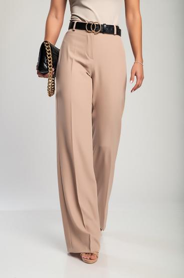 Eleganckie długie spodnie w połączeniu ze spodniami prostymi, w kolorze beżowym