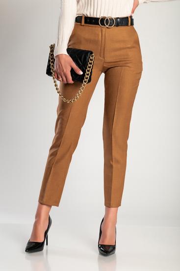 Eleganckie długie spodnie w połączeniu z obcisłymi spodniami, w kolorze camelowym